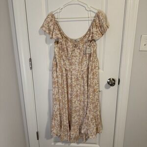 Arizona Women's Midi Orange And Pink Floral Dresses Size XXL BOHO‎ INDI Hippie